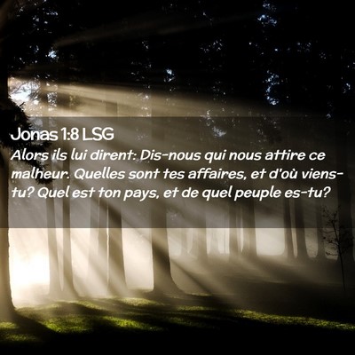 Picture 02 - Jonas 1:8 LSG - Alors ils lui dirent: Dis-nous qui nous attire ce - Bible Verse Picture