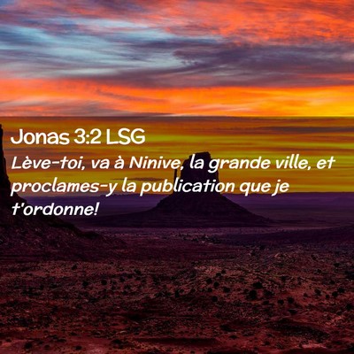 Picture 02 - Jonas 3:2 LSG - Lève-toi, va à Ninive, la grande ville, et - Bible Verse Picture