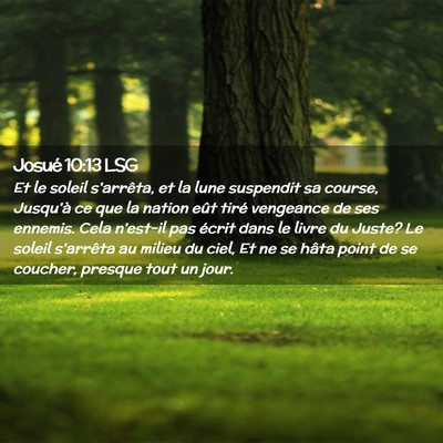 Picture 02 - Josué 10:13 LSG - Et le soleil s'arrêta, et la lune suspendit sa - Bible Verse Picture
