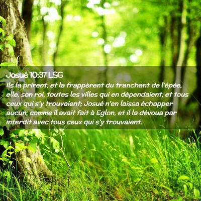 Picture 02 - Josué 10:37 LSG - Ils la prirent, et la frappèrent du tranchant de - Bible Verse Picture