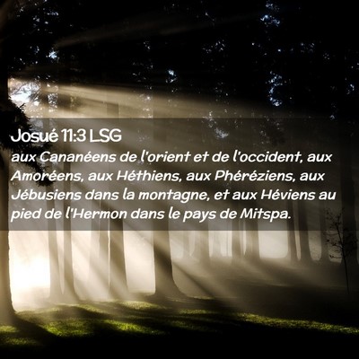 Picture 02 - Josué 11:3 LSG - aux Cananéens de l'orient et de l'occident, aux - Bible Verse Picture