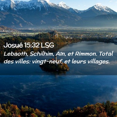 Picture 02 - Josué 15:32 LSG - Lebaoth, Schilhim, Aïn, et Rimmon. Total des - Bible Verse Picture