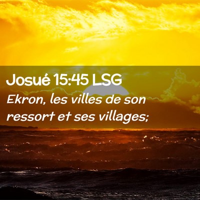 Picture 02 - Josué 15:45 LSG - Ekron, les villes de son ressort et ses - Bible Verse Picture