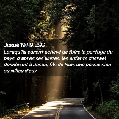 Picture 02 - Josué 19:49 LSG - Lorsqu'ils eurent achevé de faire le partage du - Bible Verse Picture