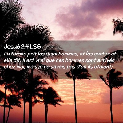 Picture 02 - Josué 2:4 LSG - La femme prit les deux hommes, et les cacha; et - Bible Verse Picture