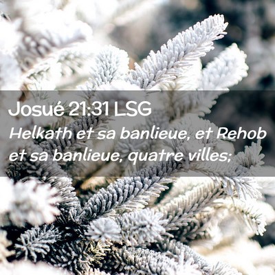 Picture 02 - Josué 21:31 LSG - Helkath et sa banlieue, et Rehob et sa banlieue, - Bible Verse Picture