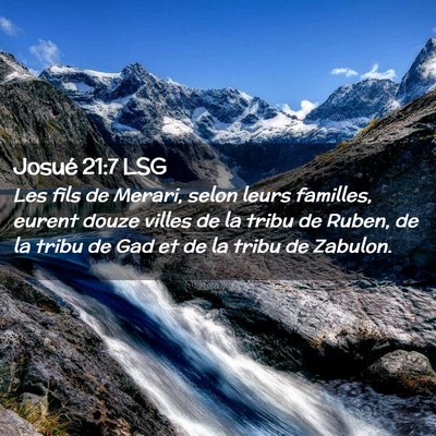 Picture 02 - Josué 21:7 LSG - Les fils de Merari, selon leurs familles, eurent - Bible Verse Picture