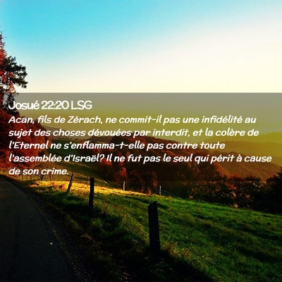 Picture 02 - Josué 22:20 LSG - Acan, fils de Zérach, ne commit-il pas une - Bible Verse Picture