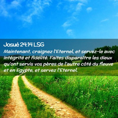 Picture 02 - Josué 24:14 LSG - Maintenant, craignez l'Eternel, et servez-le avec - Bible Verse Picture