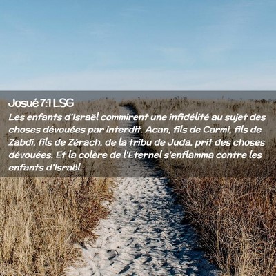 Picture 02 - Josué 7:1 LSG - Les enfants d'Israël commirent une infidélité - Bible Verse Picture