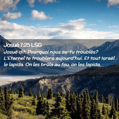 Picture 02 - Josué 7:25 LSG - Josué dit: Pourquoi nous as-tu troublés? - Bible Verse Picture