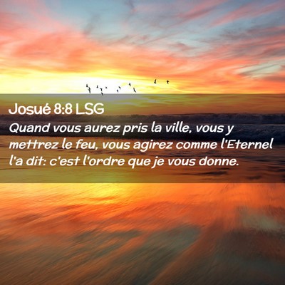 Picture 02 - Josué 8:8 LSG - Quand vous aurez pris la ville, vous y mettrez le - Bible Verse Picture