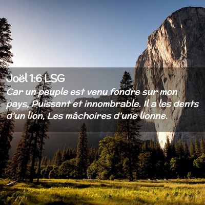 Picture 02 - Joël 1:6 LSG - Car un peuple est venu fondre sur mon pays, - Bible Verse Picture