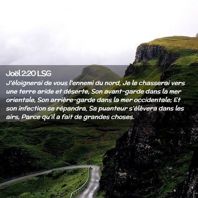 Picture 02 - Joël 2:20 LSG - J'éloignerai de vous l'ennemi du nord, Je le - Bible Verse Picture