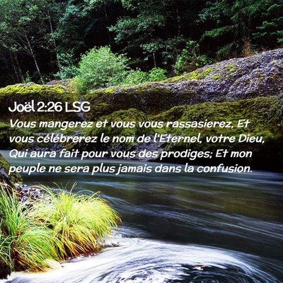 Picture 02 - Joël 2:26 LSG - Vous mangerez et vous vous rassasierez, Et vous - Bible Verse Picture