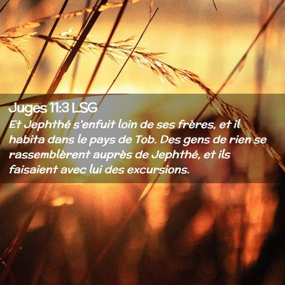 Picture 02 - Juges 11:3 LSG - Et Jephthé s'enfuit loin de ses frères, et il - Bible Verse Picture
