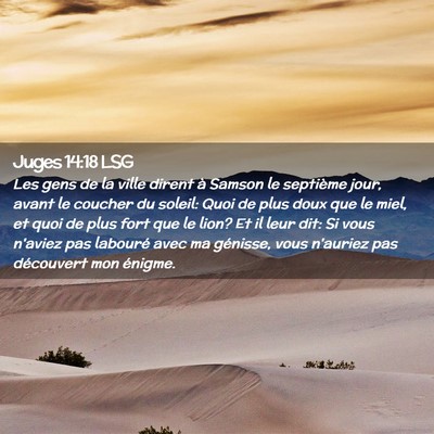 Picture 02 - Juges 14:18 LSG - Les gens de la ville dirent à Samson le - Bible Verse Picture