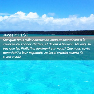 Picture 02 - Juges 15:11 LSG - Sur quoi trois mille hommes de Juda descendirent - Bible Verse Picture