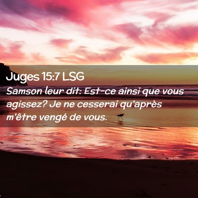 Picture 02 - Juges 15:7 LSG - Samson leur dit: Est-ce ainsi que vous agissez? - Bible Verse Picture