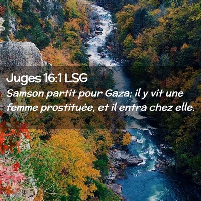 Picture 02 - Juges 16:1 LSG - Samson partit pour Gaza; il y vit une femme - Bible Verse Picture