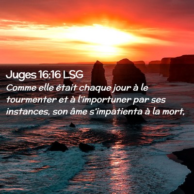 Picture 02 - Juges 16:16 LSG - Comme elle était chaque jour à le tourmenter et - Bible Verse Picture