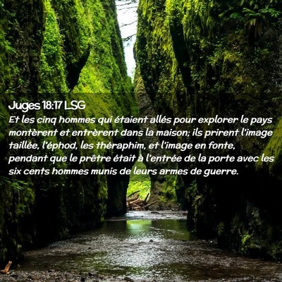 Picture 02 - Juges 18:17 LSG - Et les cinq hommes qui étaient allés pour - Bible Verse Picture