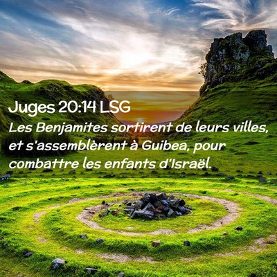 Picture 02 - Juges 20:14 LSG - Les Benjamites sortirent de leurs villes, et - Bible Verse Picture