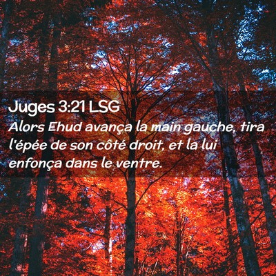 Picture 02 - Juges 3:21 LSG - Alors Ehud avança la main gauche, tira l'épée - Bible Verse Picture
