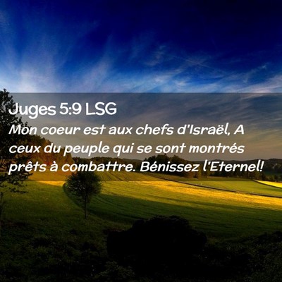 Picture 02 - Juges 5:9 LSG - Mon coeur est aux chefs d'Israël, A ceux du - Bible Verse Picture