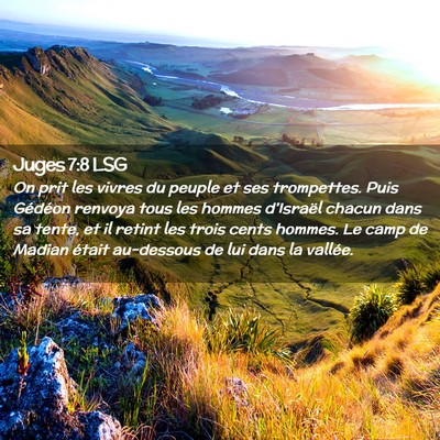 Picture 02 - Juges 7:8 LSG - On prit les vivres du peuple et ses trompettes. - Bible Verse Picture