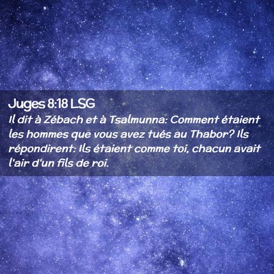Picture 02 - Juges 8:18 LSG - Il dit à Zébach et à Tsalmunna: Comment - Bible Verse Picture
