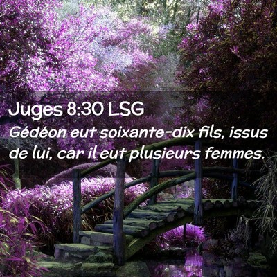 Picture 02 - Juges 8:30 LSG - Gédéon eut soixante-dix fils, issus de lui, car - Bible Verse Picture