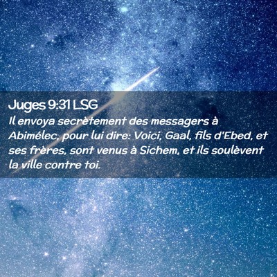 Picture 02 - Juges 9:31 LSG - Il envoya secrètement des messagers à - Bible Verse Picture
