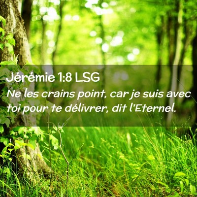 Picture 02 - Jérémie 1:8 LSG - Ne les crains point, car je suis avec toi pour te - Bible Verse Picture