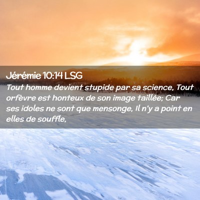 Picture 02 - Jérémie 10:14 LSG - Tout homme devient stupide par sa science, Tout - Bible Verse Picture