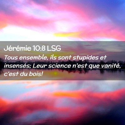 Picture 02 - Jérémie 10:8 LSG - Tous ensemble, ils sont stupides et insensés; - Bible Verse Picture