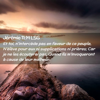 Picture 02 - Jérémie 11:14 LSG - Et toi, n'intercède pas en faveur de ce peuple, - Bible Verse Picture