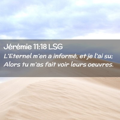 Picture 02 - Jérémie 11:18 LSG - L'Eternel m'en a informé, et je l'ai su; Alors - Bible Verse Picture