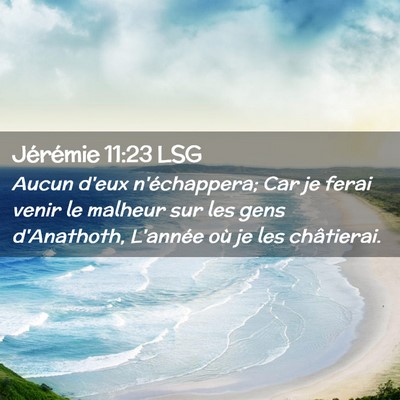 Picture 02 - Jérémie 11:23 LSG - Aucun d'eux n'échappera; Car je ferai venir le - Bible Verse Picture