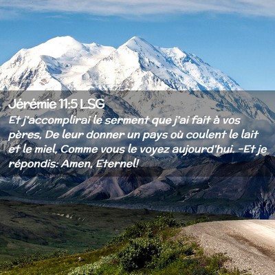 Picture 02 - Jérémie 11:5 LSG - Et j'accomplirai le serment que j'ai fait à vos - Bible Verse Picture