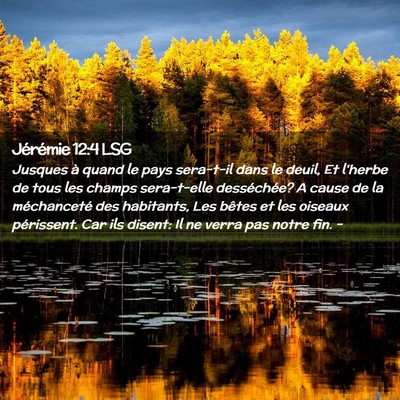 Picture 02 - Jérémie 12:4 LSG - Jusques à quand le pays sera-t-il dans le deuil, - Bible Verse Picture