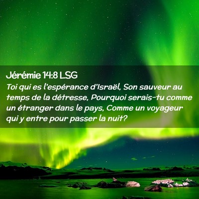 Picture 02 - Jérémie 14:8 LSG - Toi qui es l'espérance d'Israël, Son sauveur au - Bible Verse Picture
