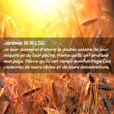 Picture 02 - Jérémie 16:18 LSG - Je leur donnerai d'abord le double salaire de - Bible Verse Picture