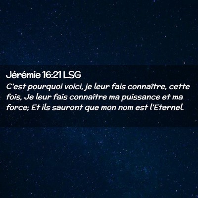 Picture 02 - Jérémie 16:21 LSG - C'est pourquoi voici, je leur fais connaître, - Bible Verse Picture