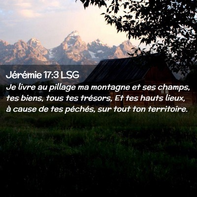 Picture 02 - Jérémie 17:3 LSG - Je livre au pillage ma montagne et ses champs, - Bible Verse Picture