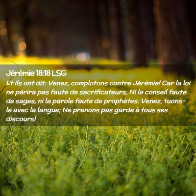 Picture 02 - Jérémie 18:18 LSG - Et ils ont dit: Venez, complotons contre - Bible Verse Picture