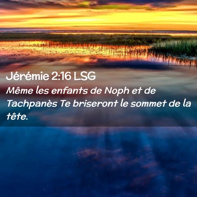 Picture 02 - Jérémie 2:16 LSG - Même les enfants de Noph et de Tachpanès Te - Bible Verse Picture