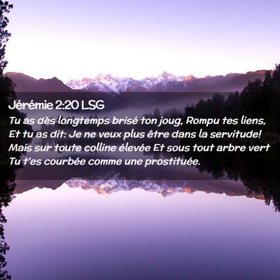 Picture 02 - Jérémie 2:20 LSG - Tu as dès longtemps brisé ton joug, Rompu tes - Bible Verse Picture