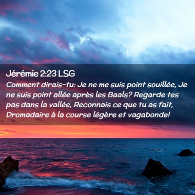 Picture 02 - Jérémie 2:23 LSG - Comment dirais-tu: Je ne me suis point souillée, - Bible Verse Picture