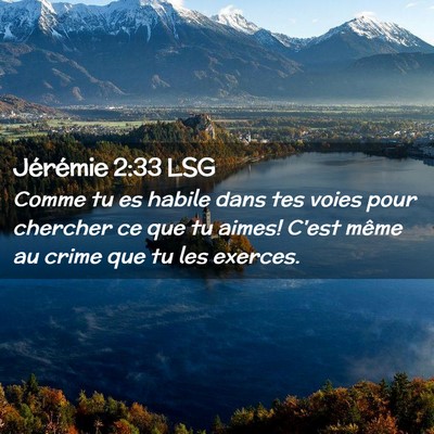 Picture 02 - Jérémie 2:33 LSG - Comme tu es habile dans tes voies pour chercher - Bible Verse Picture